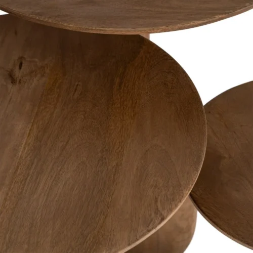 Set de 3 bouts de canapé gigognes ronds bois de manguier Ixia 50 cm — vue 4