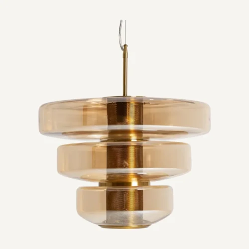 Suspension Alexa verre ambré et doré Vical Home