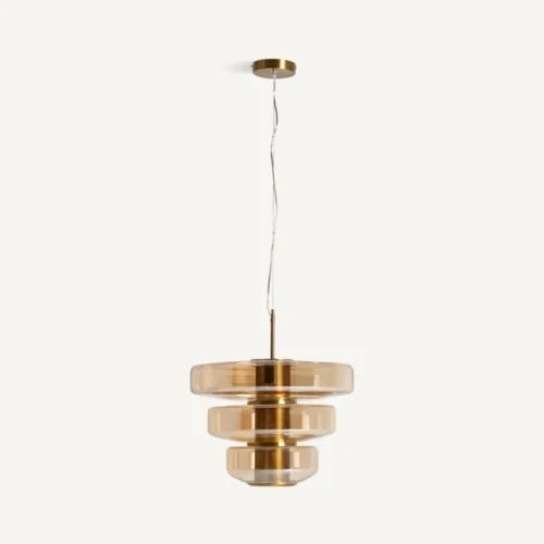 Suspension Alexa verre ambré et doré Vical Home — vue 2