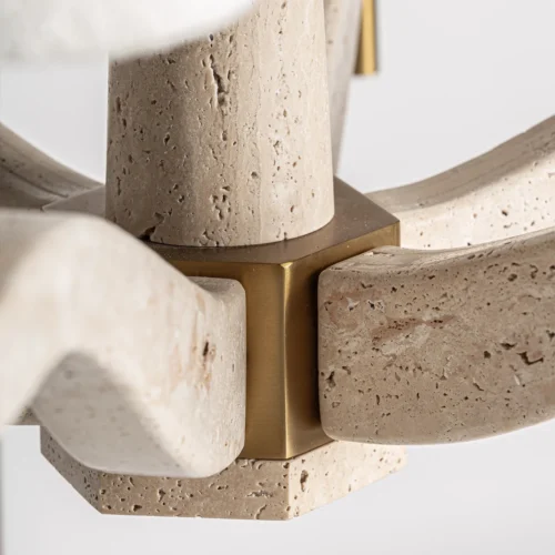 Suspension Berdaf marbre beige et doré Vical Home — vue 3