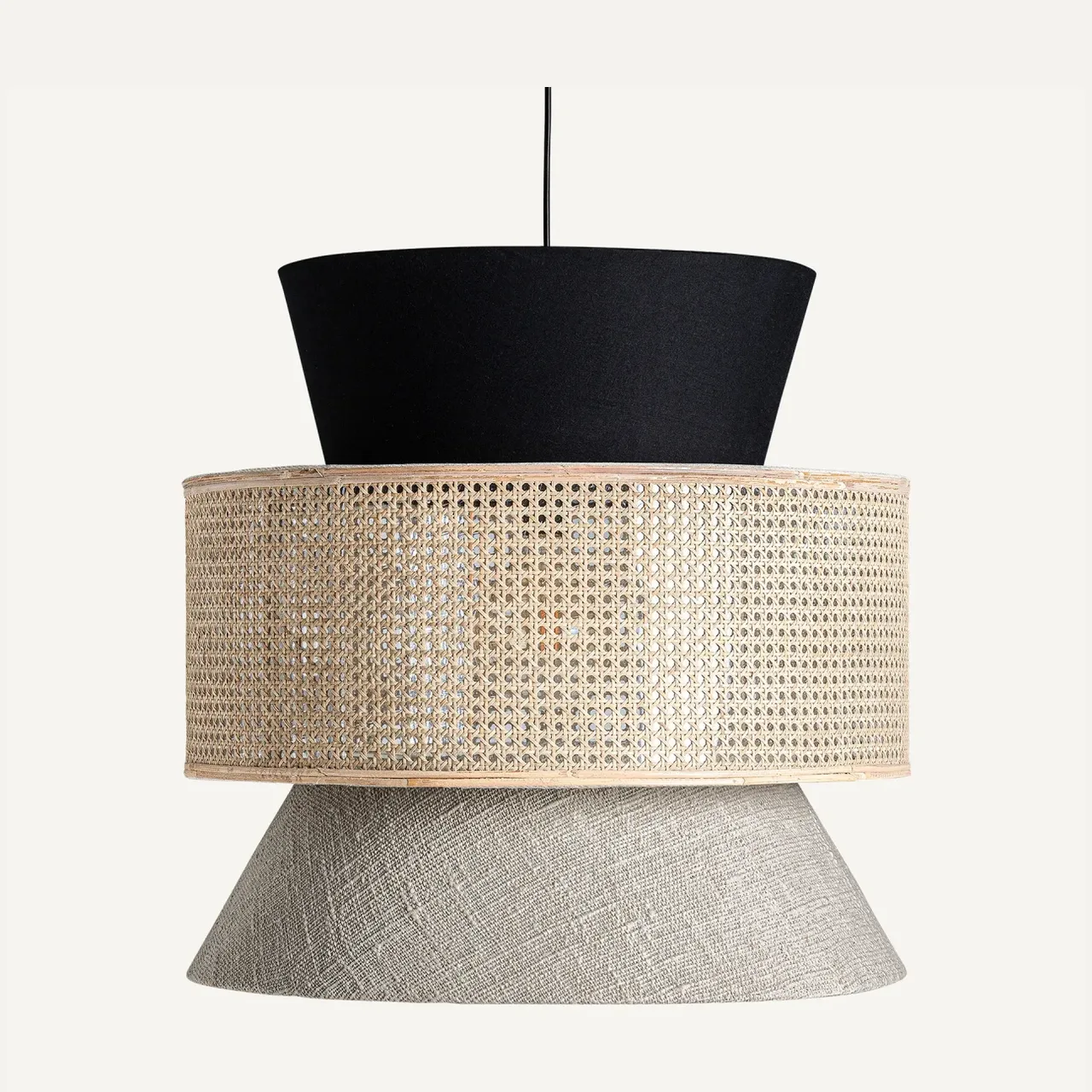 Suspension Bethale rotin et coton blanc cassé Vical Home