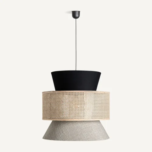 Suspension Bethale rotin et coton blanc cassé Vical Home — vue 2