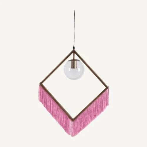 Suspension Bulevard laiton rose et franges Vical Home