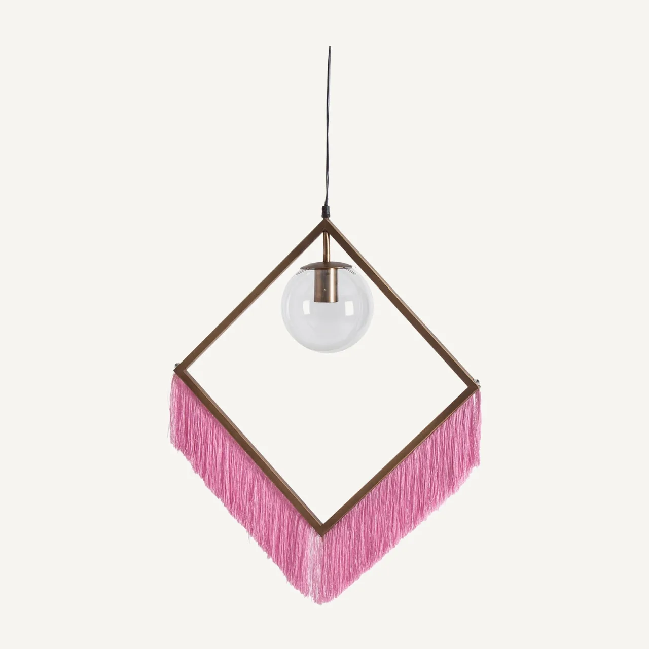 Suspension Bulevard laiton rose et franges Vical Home