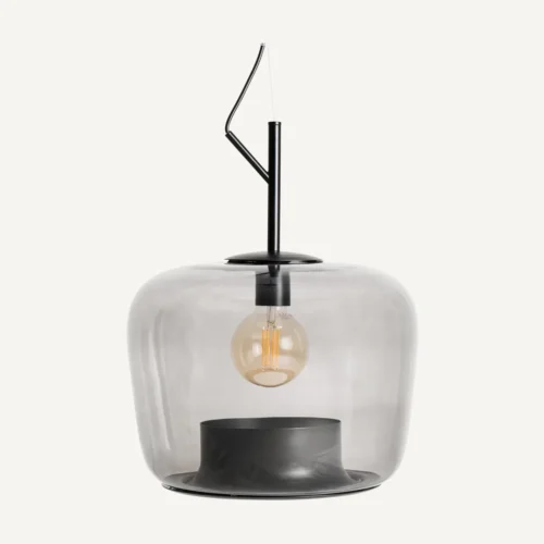 Suspension Helen verre translucide et fer noir Vical Home