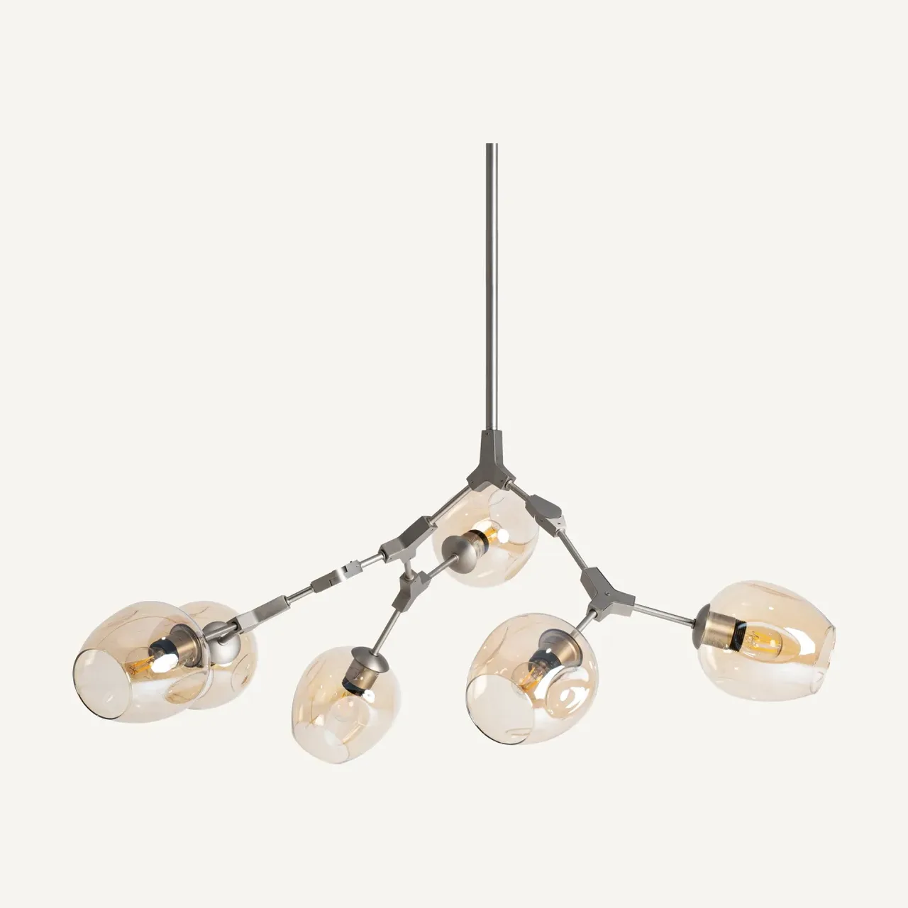 Suspension Jhana acier argenté et verre ambré Vical Home