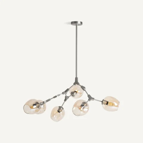 Suspension Jhana acier argenté et verre ambré Vical Home — vue 2