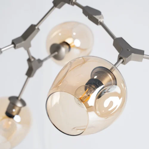 Suspension Jhana acier argenté et verre ambré Vical Home — vue 4