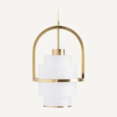 Suspension Laule verre blanc texturé et doré Vical Home