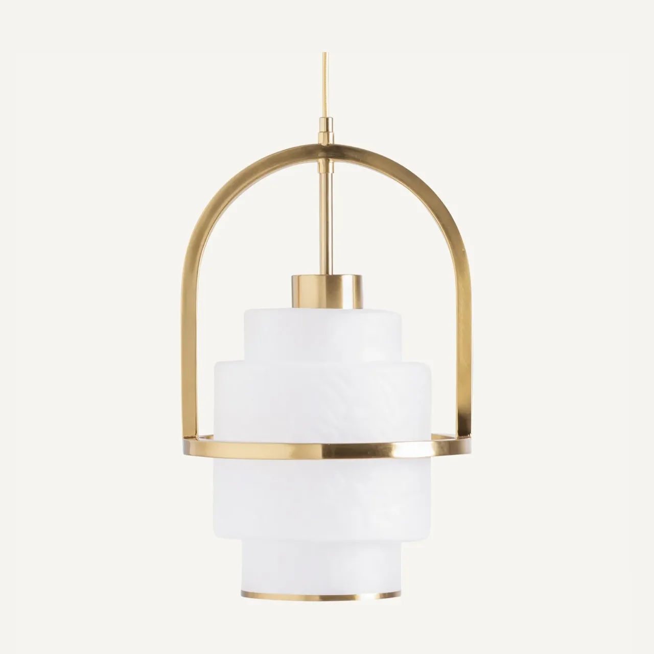 Suspension Laule verre blanc texturé et doré Vical Home