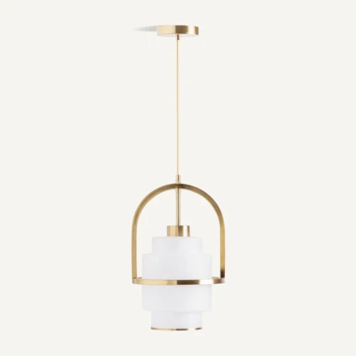 Suspension Laule verre blanc texturé et doré Vical Home — vue 2