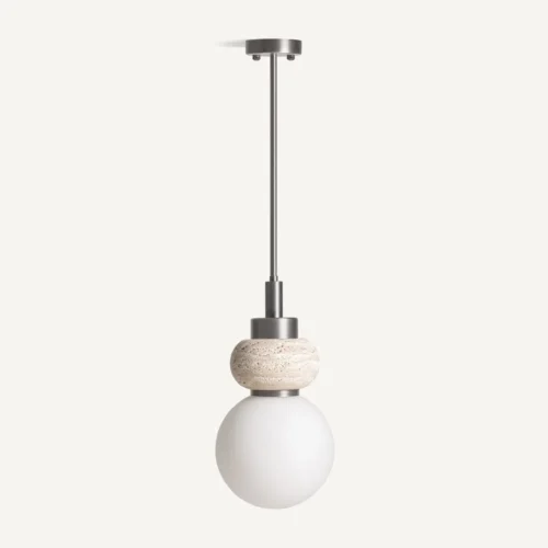 Suspension Meyrin marbre beige et laiton argenté Vical Home — vue 4