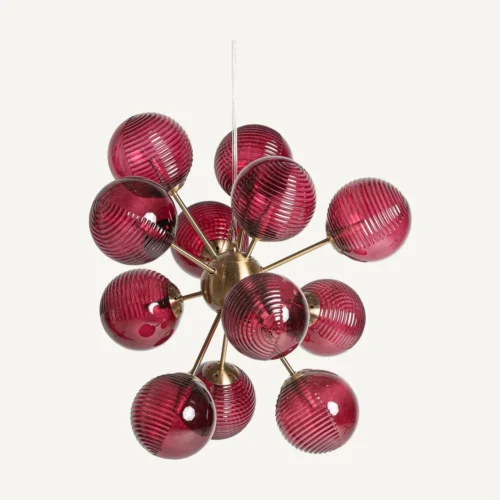 Suspension Rubra verre bordeaux et acier doré Vical Home