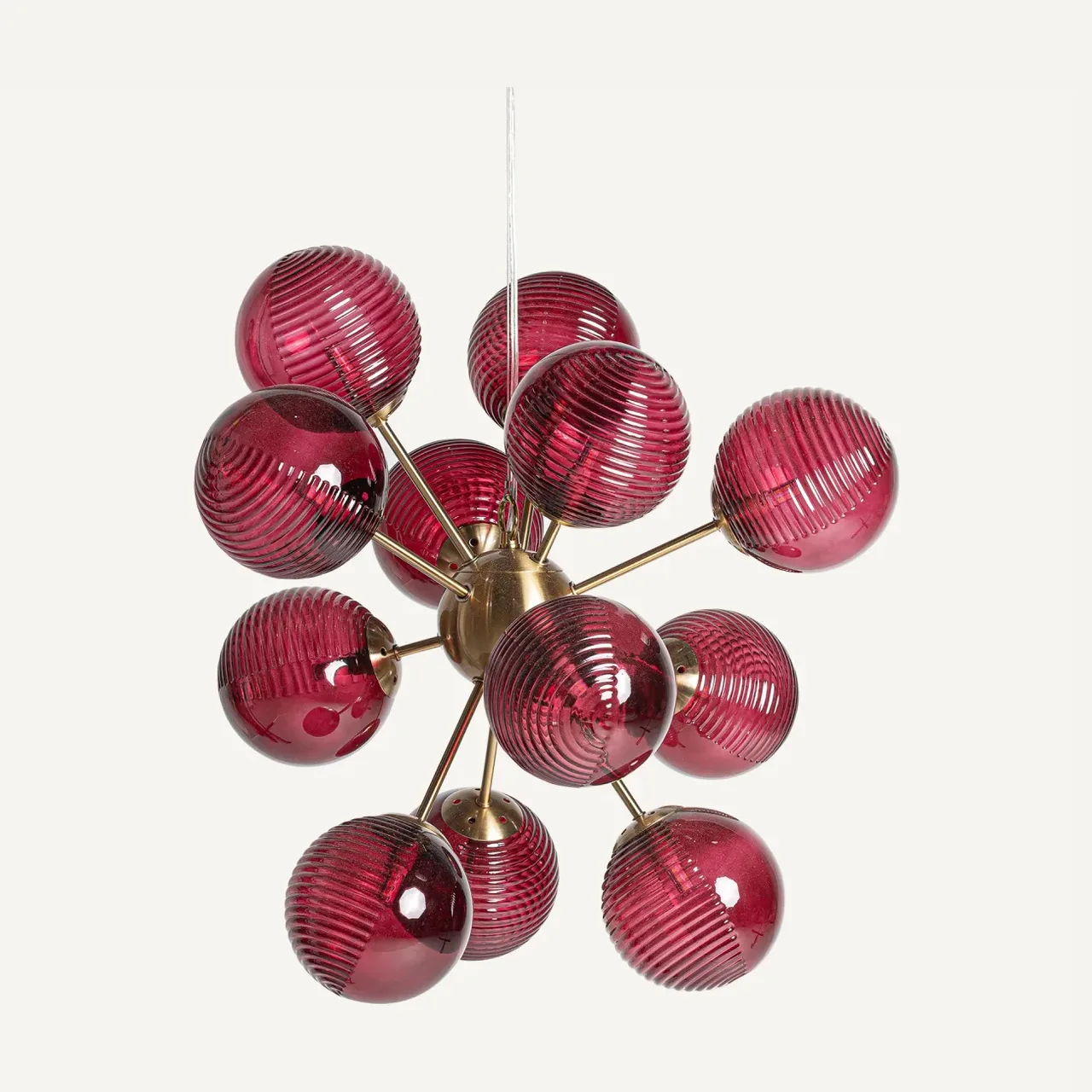 Suspension Rubra verre bordeaux et acier doré Vical Home