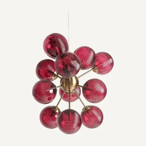 Suspension Rubra verre bordeaux et acier doré Vical Home — vue 2