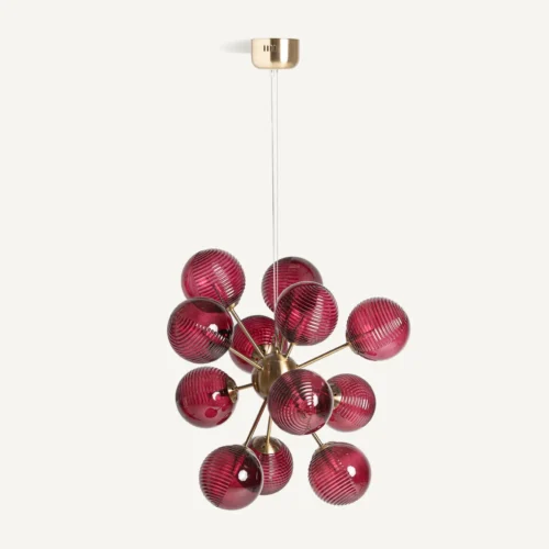 Suspension Rubra verre bordeaux et acier doré Vical Home — vue 3