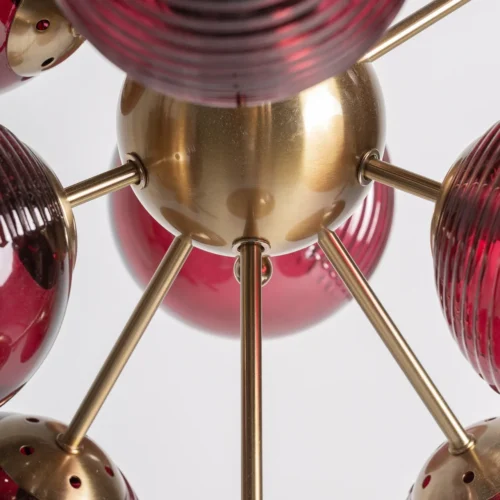 Suspension Rubra verre bordeaux et acier doré Vical Home — vue 5