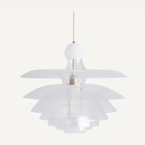 Suspension Sasha acrylique blanc et or vieilli Vical Home