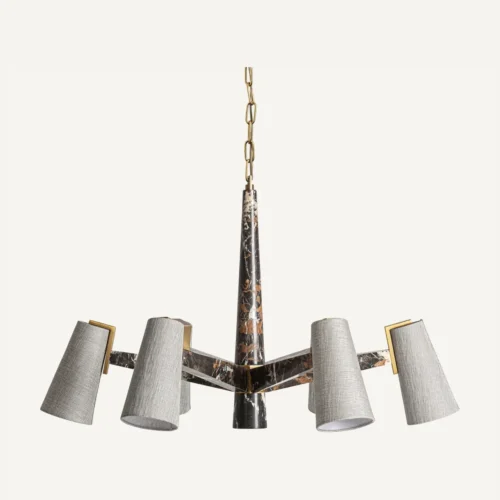 Suspension Wale marbre noir et métal doré 97 cm Vical Home