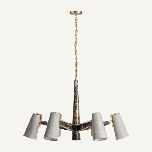 Suspension Wale marbre noir et métal doré 97 cm Vical Home — vue 2