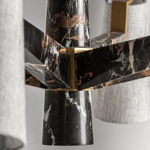 Suspension Wale marbre noir et métal doré 97 cm Vical Home — vue 3