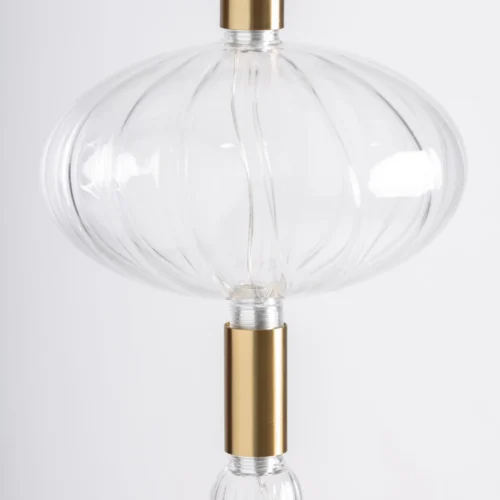 Suspension Xalhe verre transparent et acier doré Vical Home — vue 3