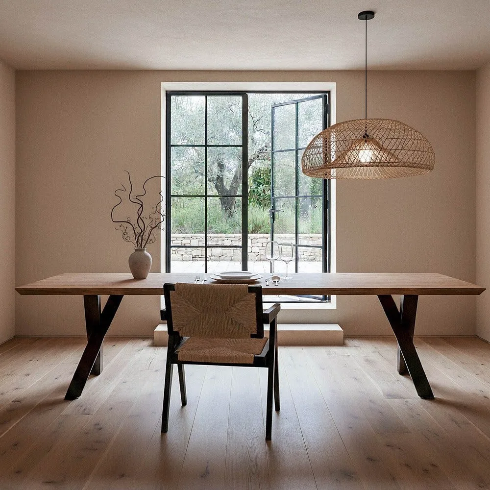 Table à manger bois d'acacia et métal pieds réglables Ixia 300 cm