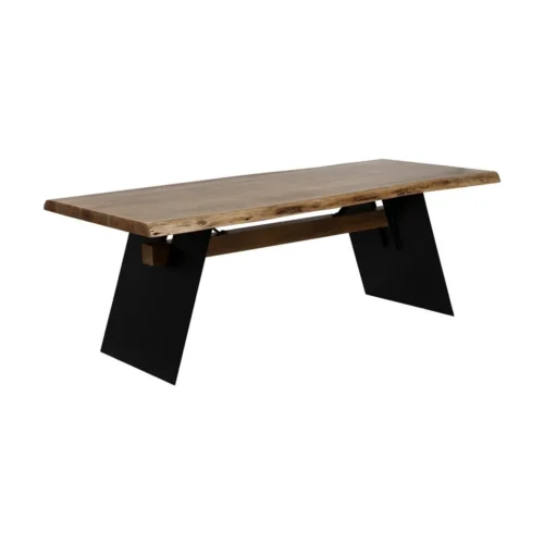 Table à manger bois d'acacia et métal plateau épais Ixia 220 cm — vue 2