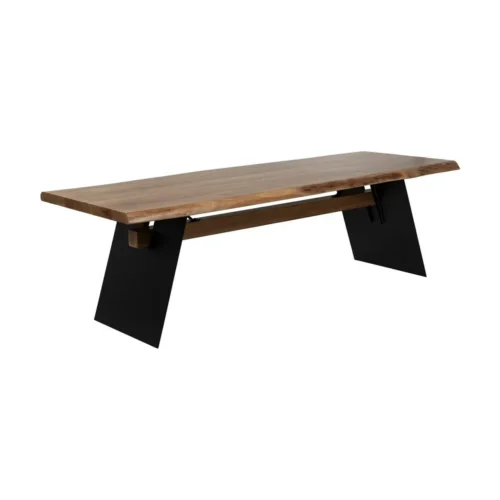 Table à manger bois d'acacia et métal plateau épais Ixia 260 cm — vue 2