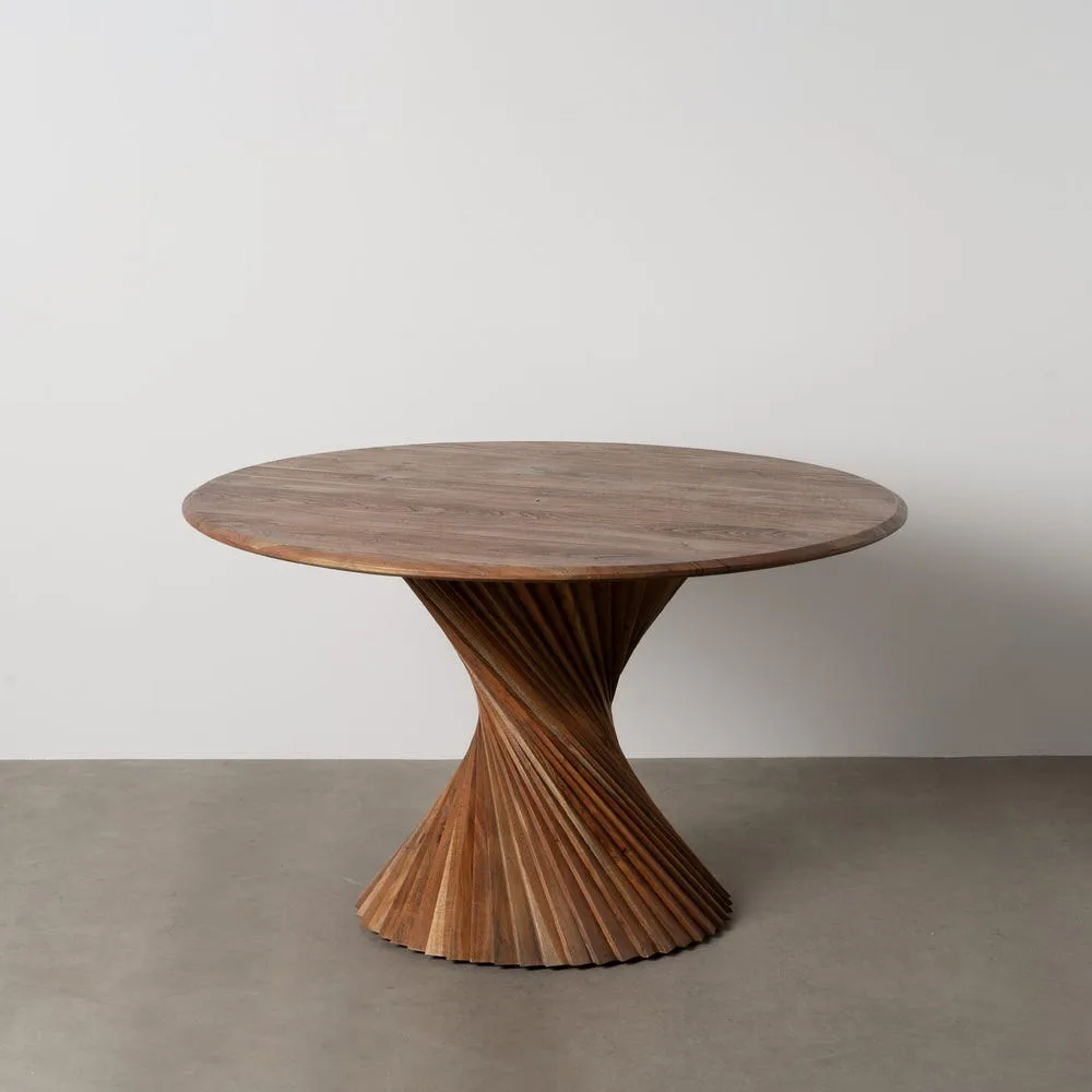Table à manger bois d'acacia marron ronde Ixia 130 cm
