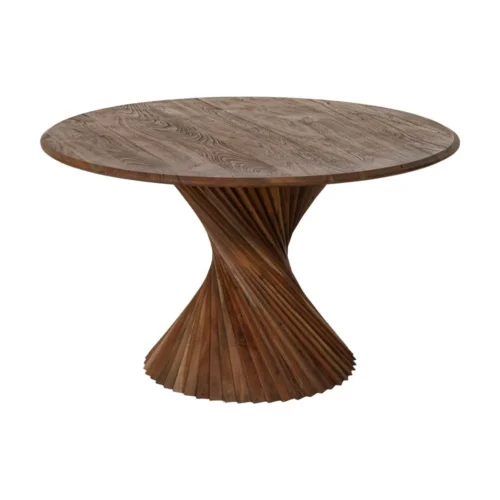 Table à manger bois d'acacia marron ronde Ixia 130 cm — vue 2