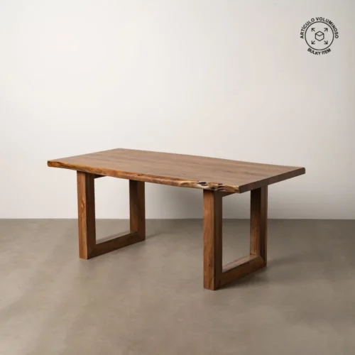 Table à manger bois d'acacia marron pieds réglables Ixia 180 cm