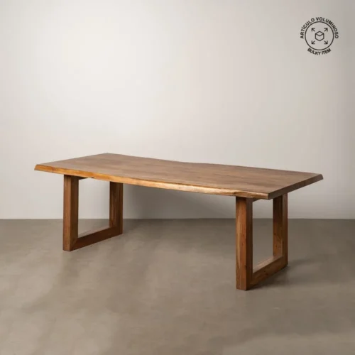 Table à manger bois d'acacia marron pieds réglables Ixia 240 cm