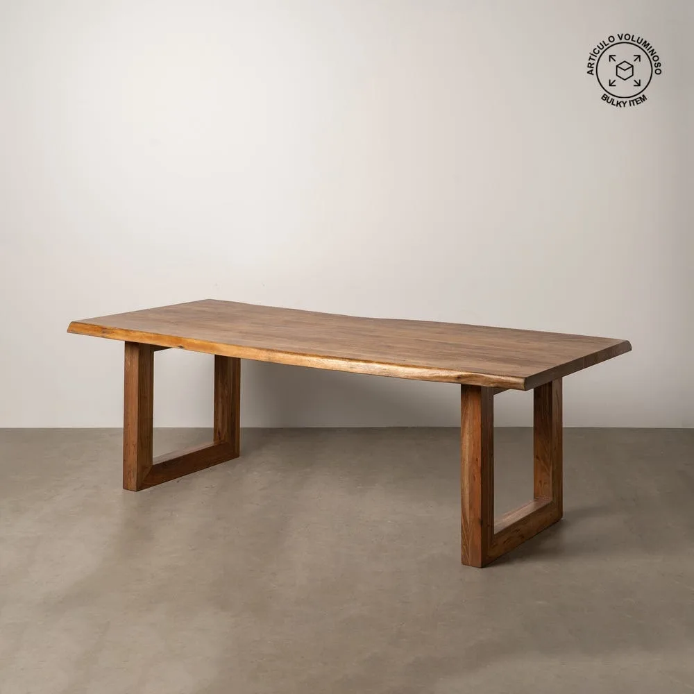 Table à manger bois d'acacia marron pieds réglables Ixia 240 cm