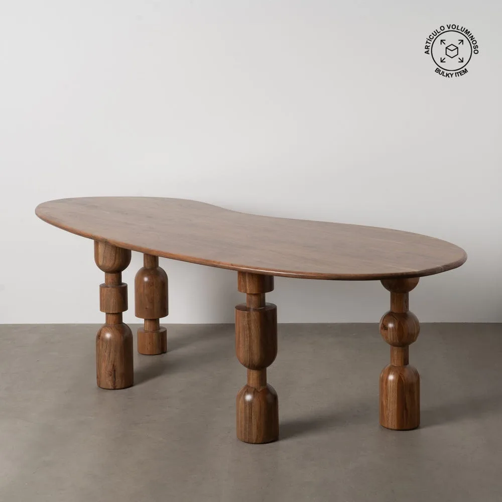 Table à manger bois d'acacia marron plateau fin Ixia 240 cm