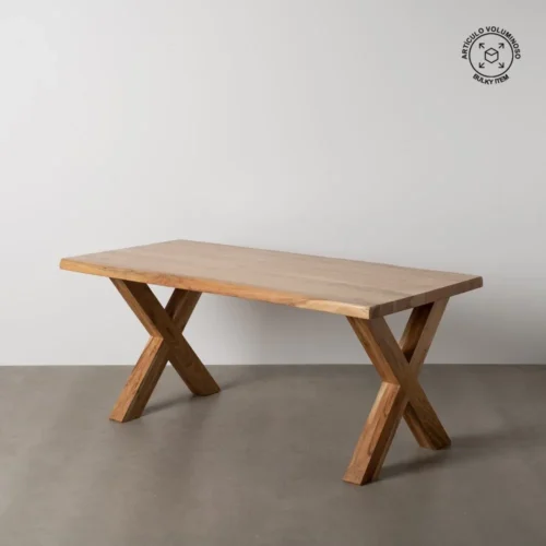 Table à manger bois d'acacia naturel pieds réglables Ixia 180 cm