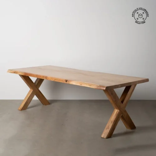 Table à manger bois d'acacia naturel pieds réglables Ixia 240 cm