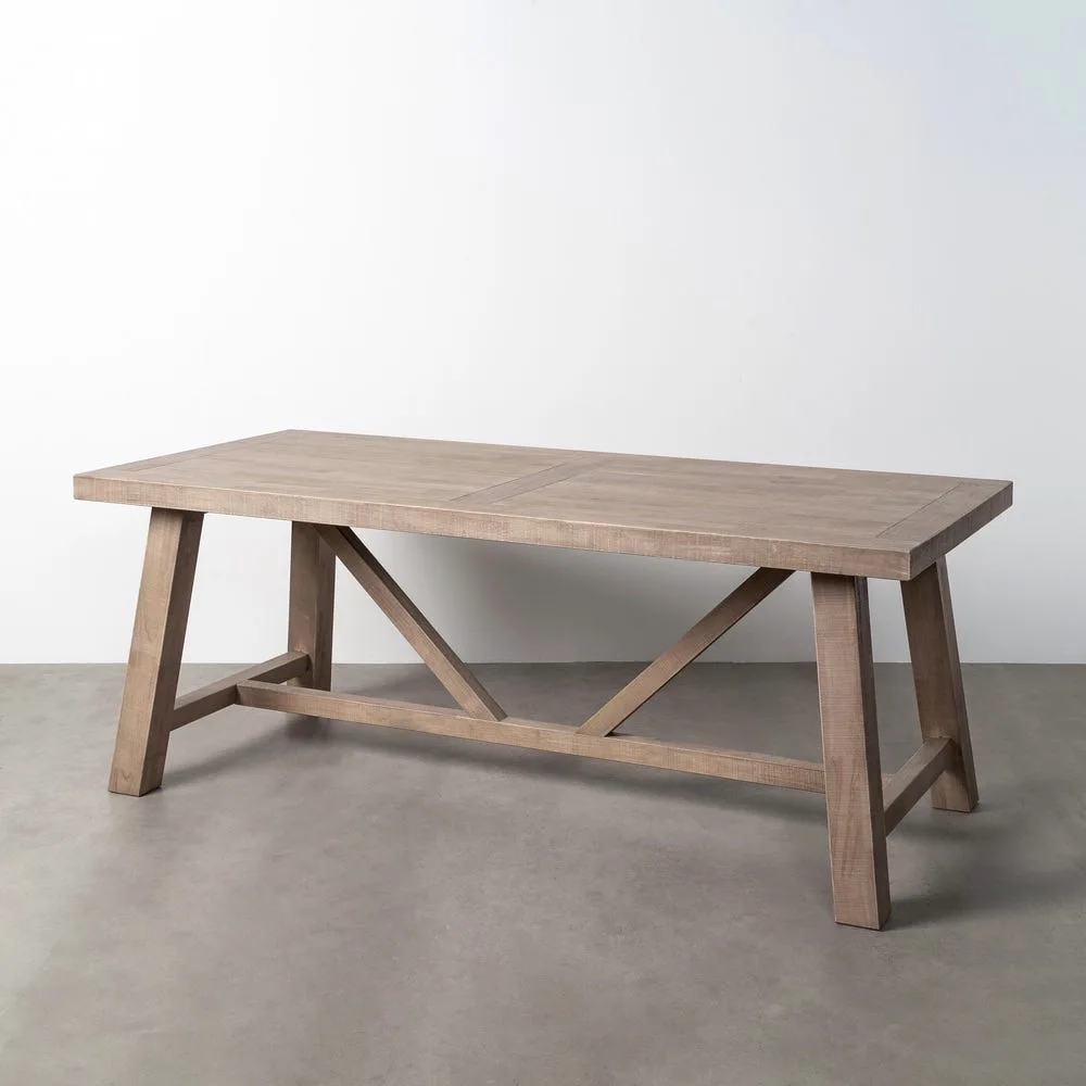 Table à manger bois d'hévéa naturel Ixia 200 cm