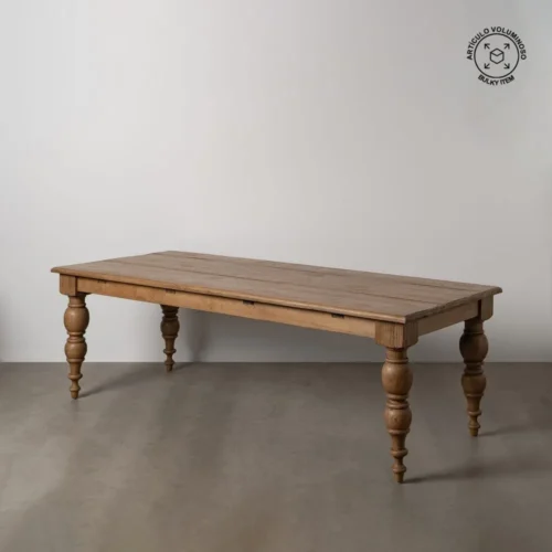 Table à manger bois de chêne recyclé pieds hauts Ixia 240 cm