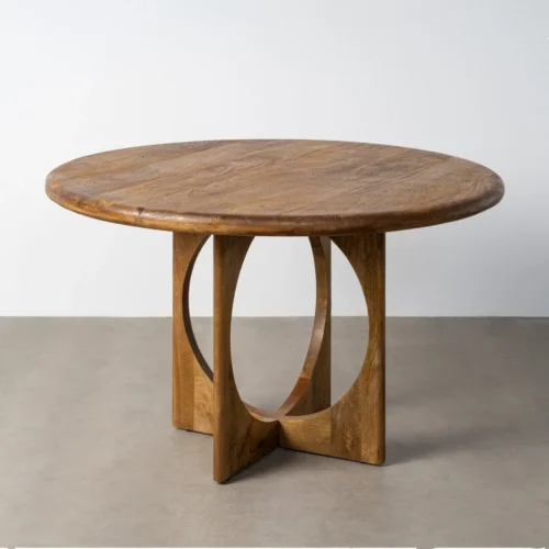 Table à manger bois de manguier miel ronde Ixia 125 cm — vue 2