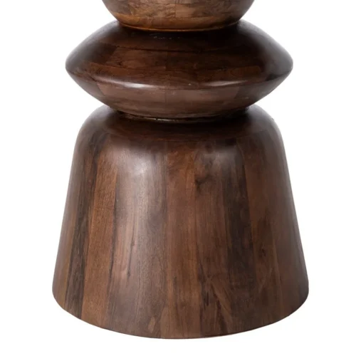 Table à manger bois de manguier plateau marbre ronde Ixia 120 cm — vue 6