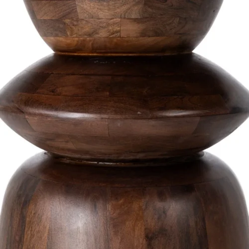 Table à manger bois de manguier plateau marbre ronde Ixia 120 cm — vue 7
