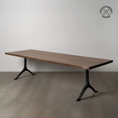 Table à manger bois de suar et métal pièce unique Ixia 300 cm