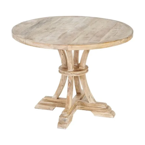 Table à manger ronde bois de manguier blanc brossé Ixia 100 cm — vue 2