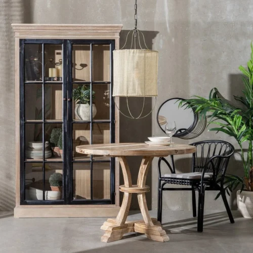 Table à manger ronde bois de manguier blanc brossé Ixia 100 cm — vue 3