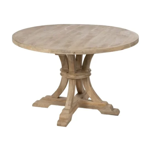 Table à manger ronde bois de manguier blanc brossé Ixia 120 cm — vue 2