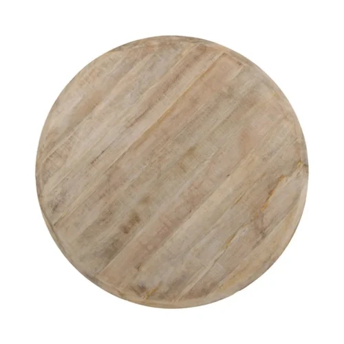 Table à manger ronde bois de manguier blanc brossé Ixia 120 cm — vue 8