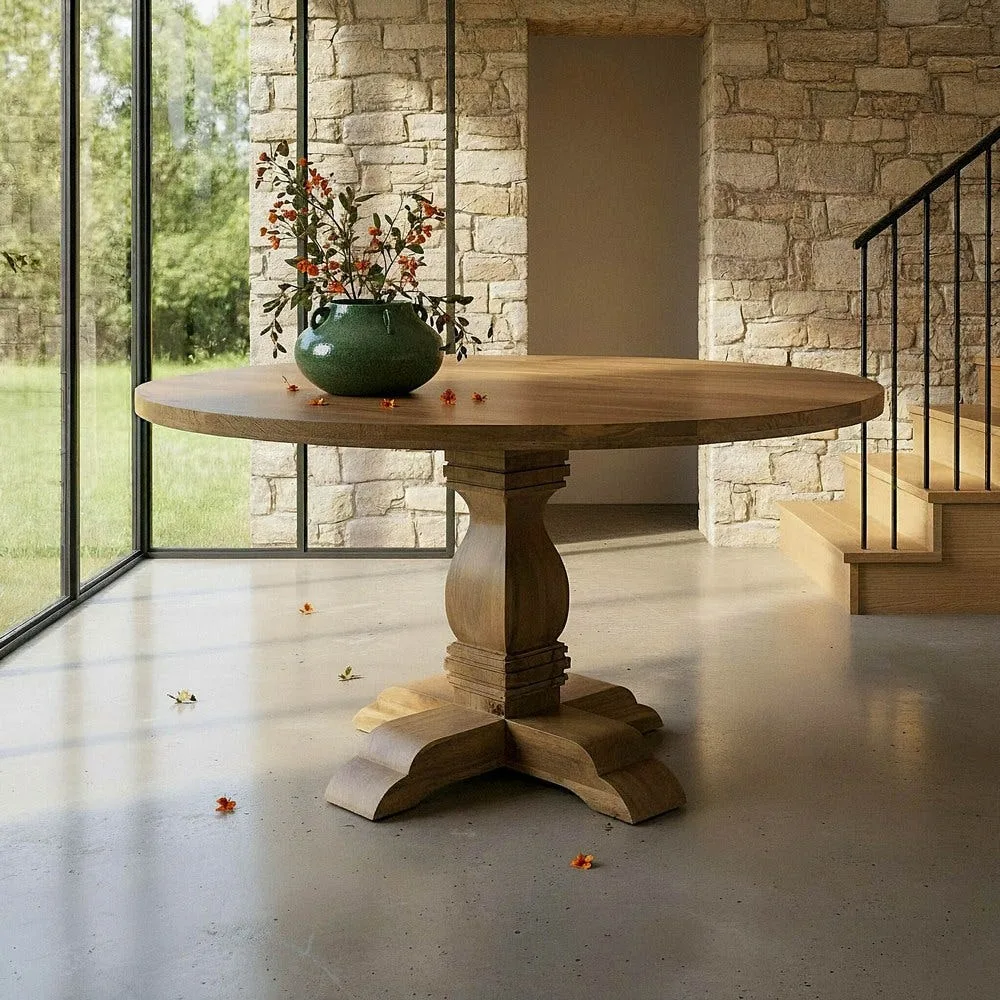 Table à manger ronde bois de manguier Ixia 150 cm