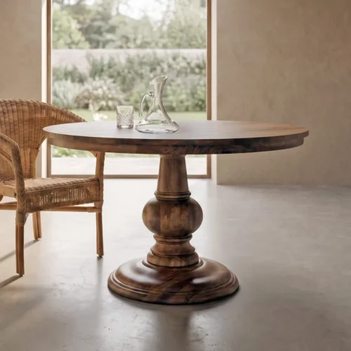 Table à manger ronde bois de manguier massif Ixia 120 cm
