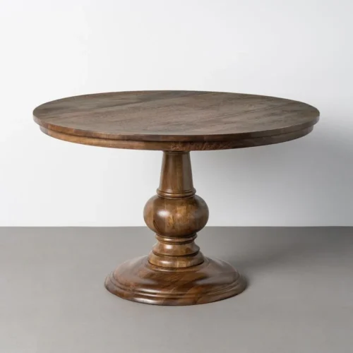 Table à manger ronde bois de manguier massif Ixia 120 cm — vue 2